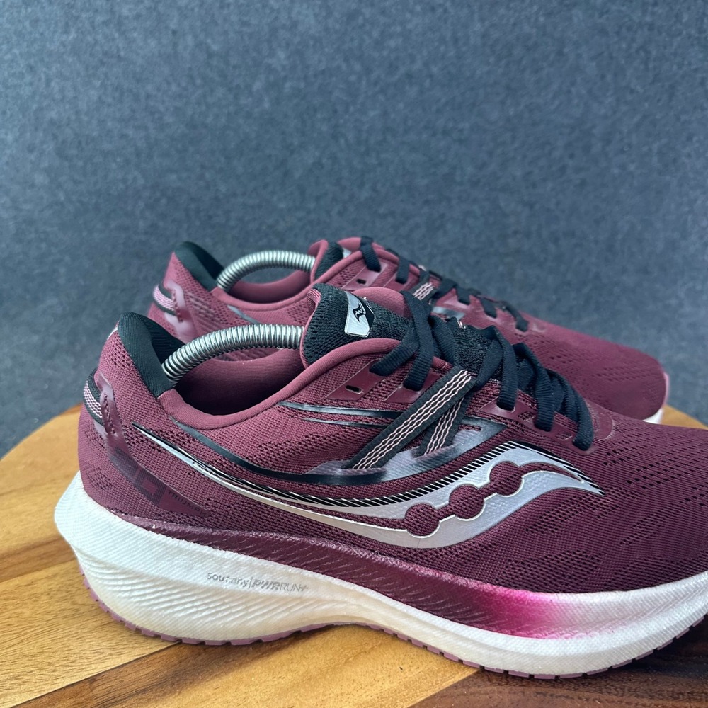 Saucony Triumph 20 Running Shoes Womens 11 W Wide Burgundy PWRRUN+ S10760-21 - Picture 3 of 13